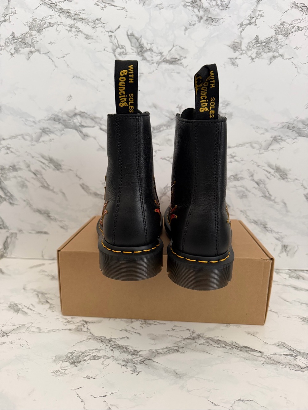 Dr. Martens 1460 Pascal Flames Arcadia Rub-Off Leather Boots Casual Women Size 8 - Picture 6 of 8